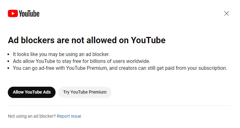 YouTube запретил смотреть видео пользователям с блокировщиками рекламы. Пока это «эксперимент»